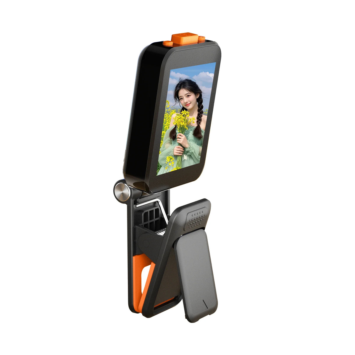 Mini Portable Selfie Phone Screen For iPhone Vlog Selfie Monitor with Sound Projection Bluetooth Remote Photography RK-X40G Vue black