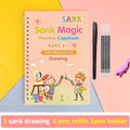 Children Reusable Magic Practice Copybook Kids Grooved Handwriting Tracing Book with Pen Holder Preschool Learning Boy Girl Gift Vue Drawing Version