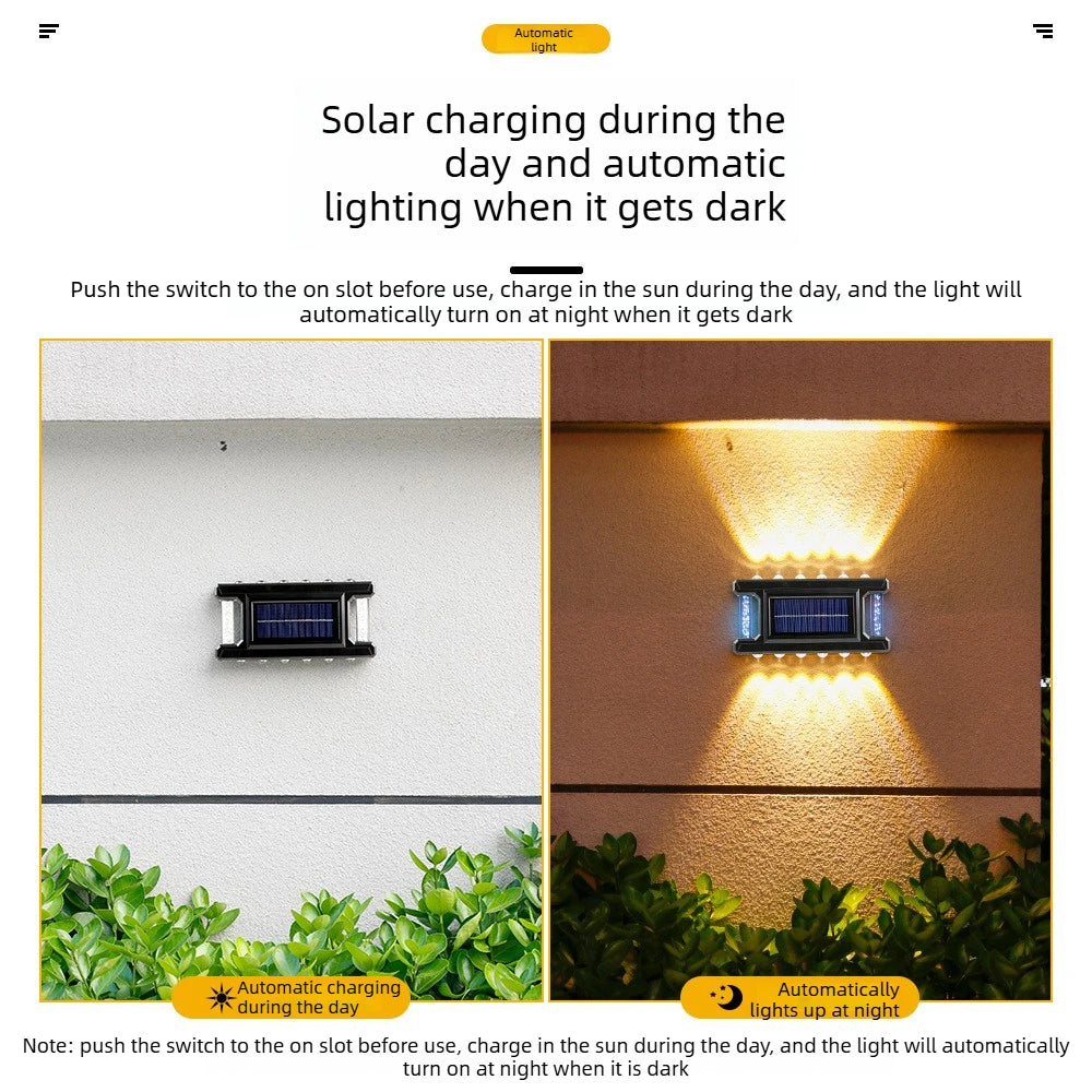1-5PCS Waterproof Solar Wall Light Outdoor LED Warm White Wash Lighting for Fence Balcony Patio Yard Ambiance Landscape Decor Vue