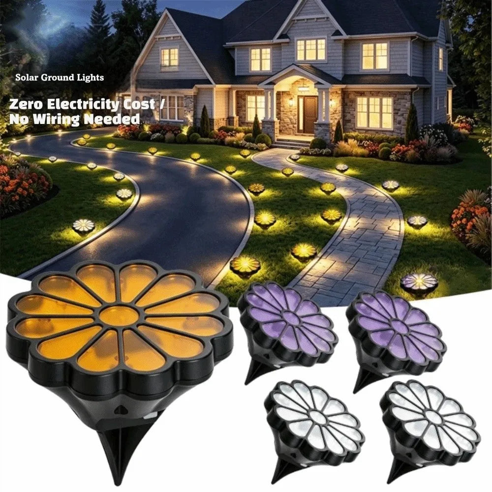 Waterproof Solar Daisy Flower Stake Lights LED Petal Shape Solar Flower Lights Decorative Ambient Simulation Daisy Vue