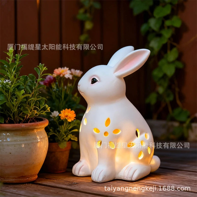 Resin Hollow Rabbit Sculpture European Style Home Garden Courtyard Tabletop Decoration Easter Gift For Kids Women Couples Vue