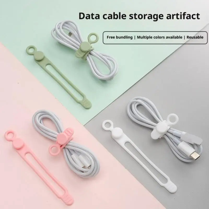10PCS Silicone Cable Ties,Cord Organizer,Cable Straps,Reusable Cord Ties,Travel Cable Organizer ,Cute Elastic Tie, Wire Ties Vue