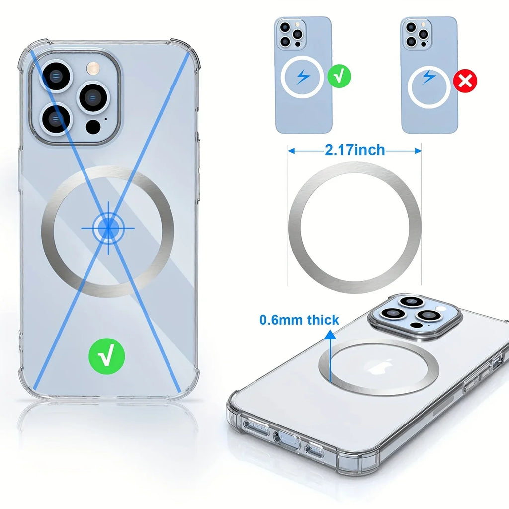 10PCS for Magsafe Magnetic Plate Ring Universal Stickers Support Wireless Charger Metal Plate Sheet for iPhone Samsung Xiaomi Vue