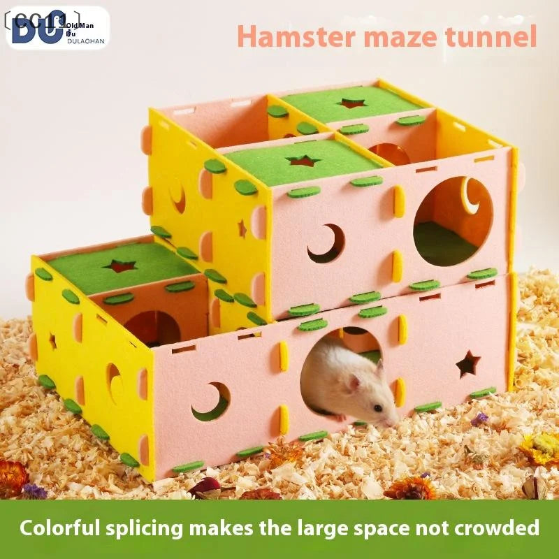 CC11Removable Felt Maze Hide Nest Hamster Passage Little Pet Sugar