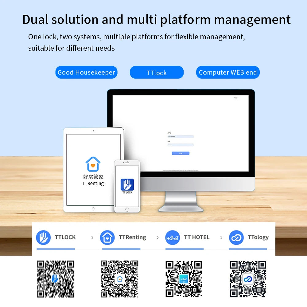 TTLOCK Fingerprint & Facial Attendance Machine Password RFID Card Multiple Mobile Phone App Open Biometric Door Lock Time Record Vue