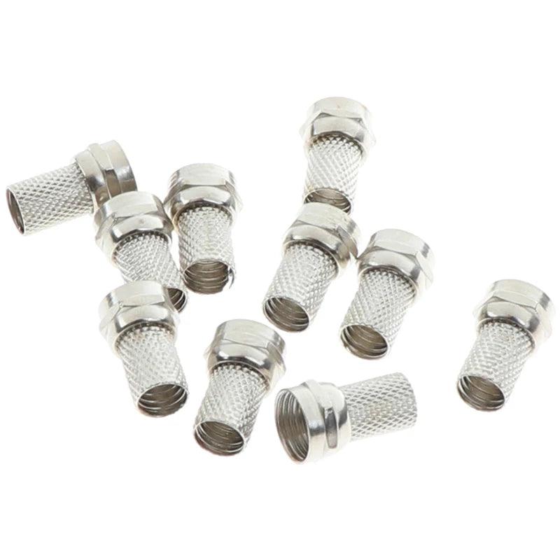 10Pcs New 75-5 F Connector Screw On Type For RG6 Satellite TV Antenna Coax Cable Vue