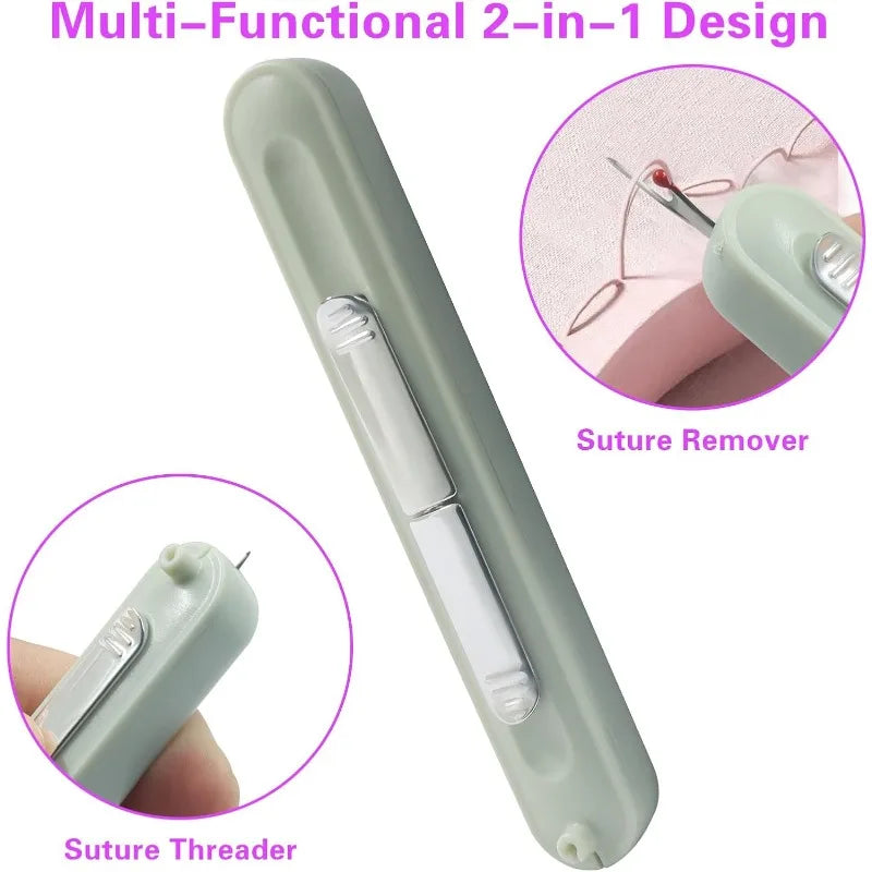 2 in 1 Easy Threader Sewing Needle Threading Tool for Elderly Multifunction Hand Sewing Tool with Built-in Thread Cutter Ripper Vue