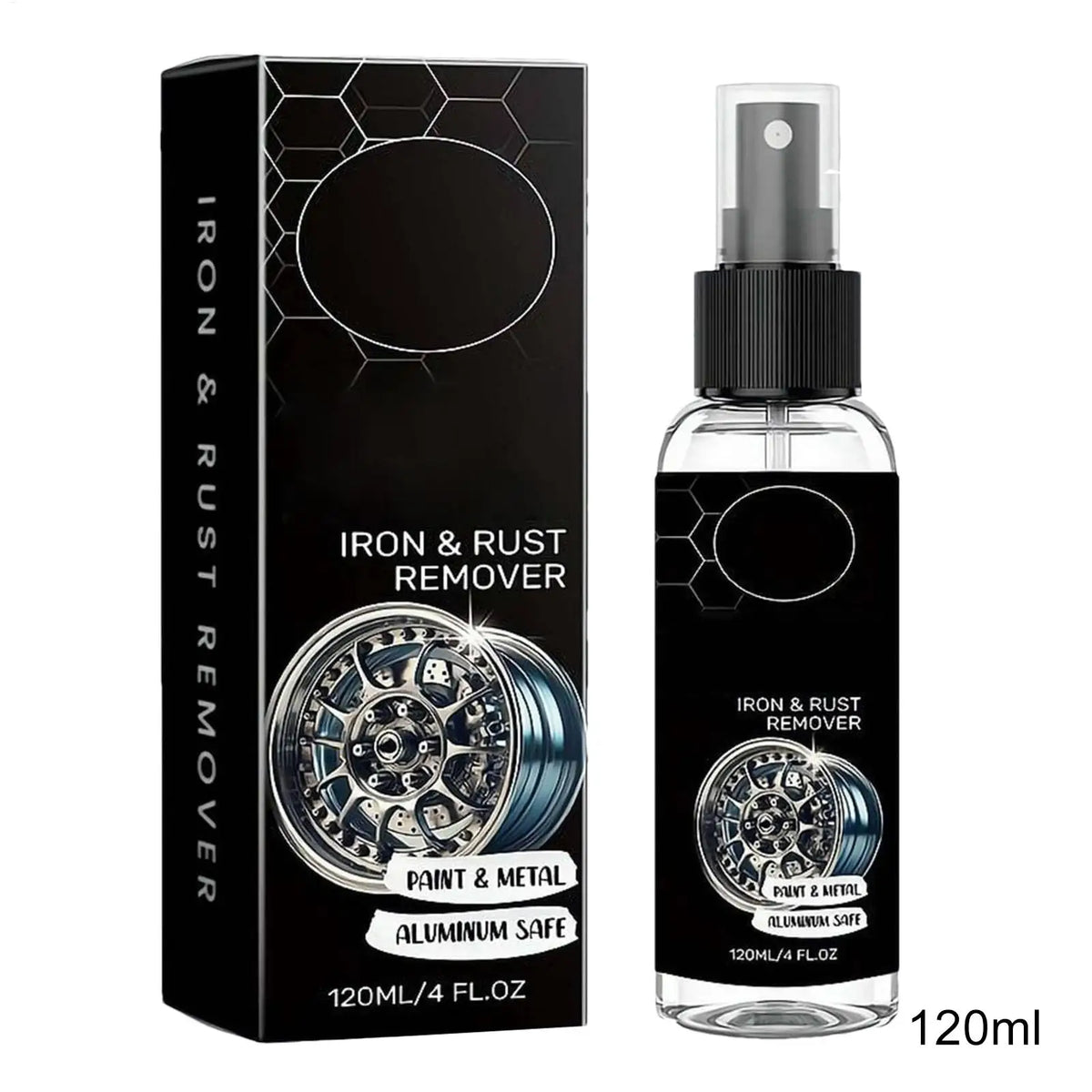 120ml Iron Remover Multi-Purpose Fast Acting Iron Eraser Spray Rust Remover for Auto Paint Wheels SUV Sedan RV Boat Tools Chains Vue