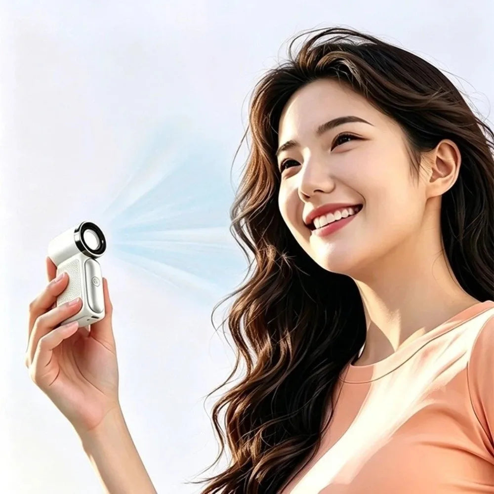 Portable Speed Mini Handheld Fan LED Display USB Rechargeable Desk