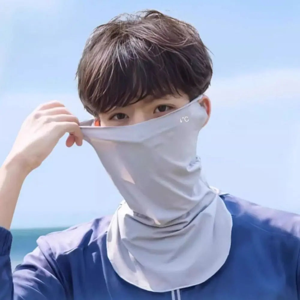 UPF50+ Ice Silk Mask Quick Drying Neck Protection Sun Polyester