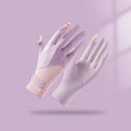1 Pair One Size Sunscreen Breathable Anti-UV Cooling Fabric Slip Gloves Sun Protection Gloves For Outdoor Cycling Driving Vue Purple