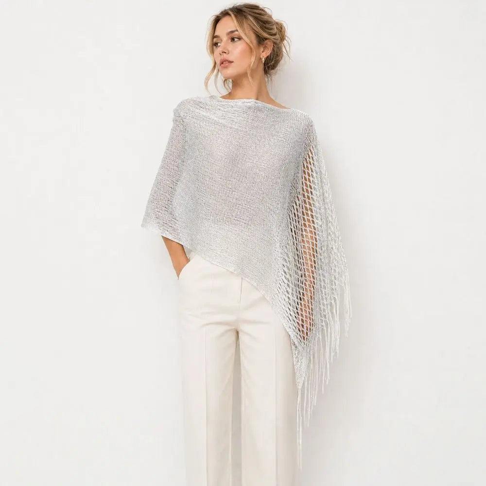 Multicolor Hollow Out Shawl Solid Breathable Glitter Scarf Gold