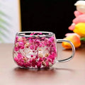 Coffee Tea Cup Dried Flower Glass Cup Double Insulated with Handle Double Wall Mug Heat Resistant 150ML Clear Glass Cup Vue Style 1 301-400ml