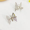 2Pcs 3D Movable Butterfly Shaped Hair Clip Metal Hollow Metallic Flying Butterfly Barrette Kit Hair Accessories Women Goldsilver Vue sliver