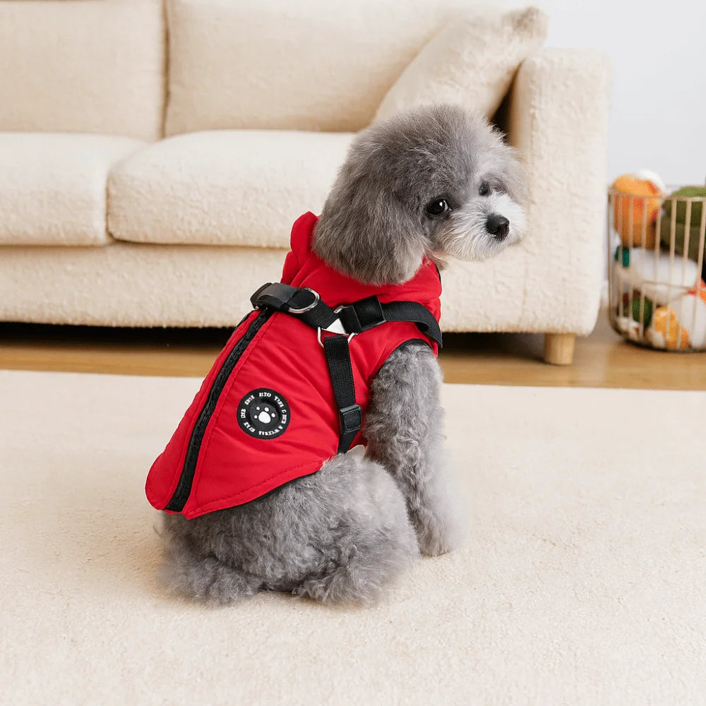 Waterproof Adjustable Dogs Down Clothes Warm Windproof Dog Coat with Harness Soft Dog Jacket for Dogs Cats Vue