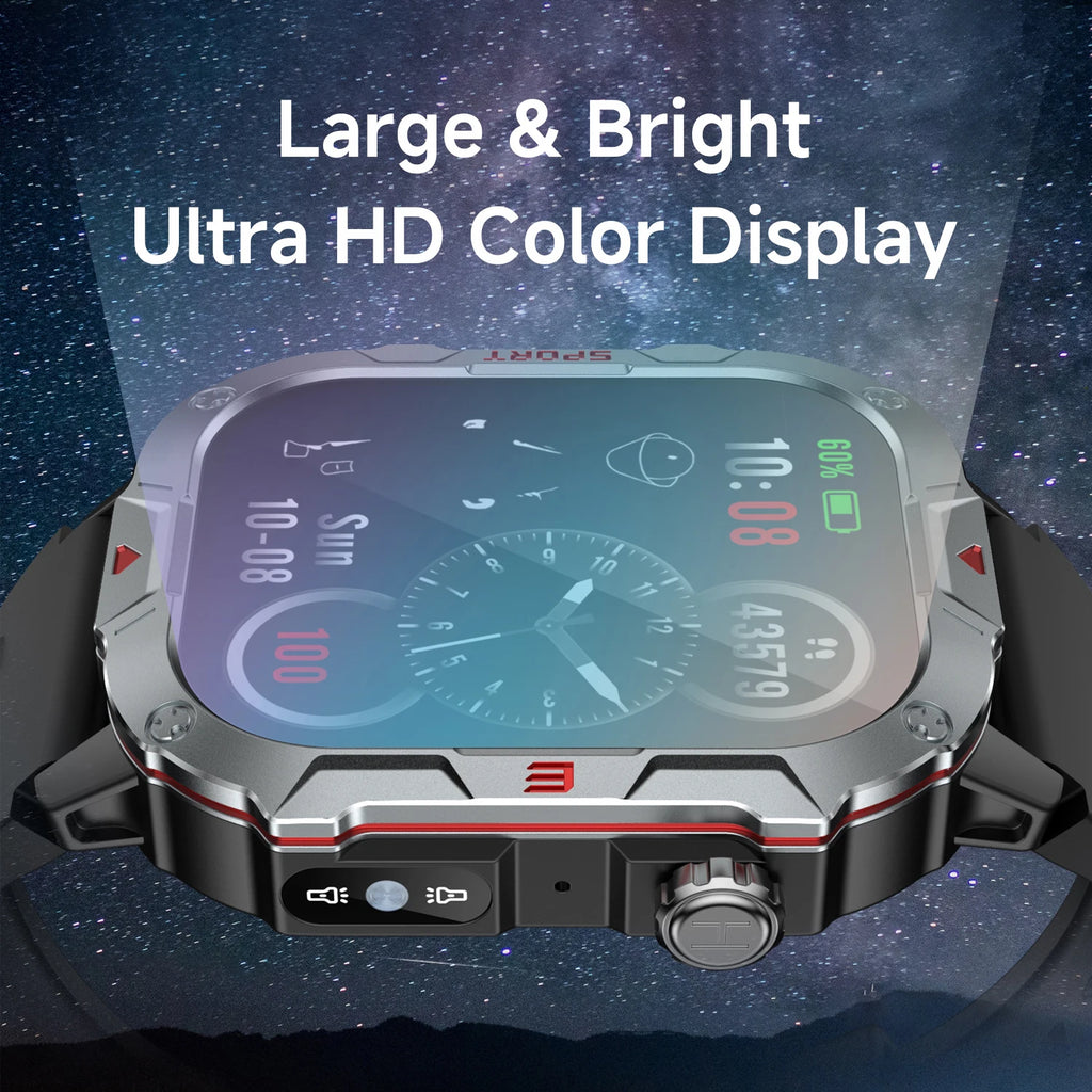 LED Flashlight New Smartwatch 2.01Ultra Large Screen Voice Assistant Wireless Shockproof Dustproof Waterproof Smart Notification Vue