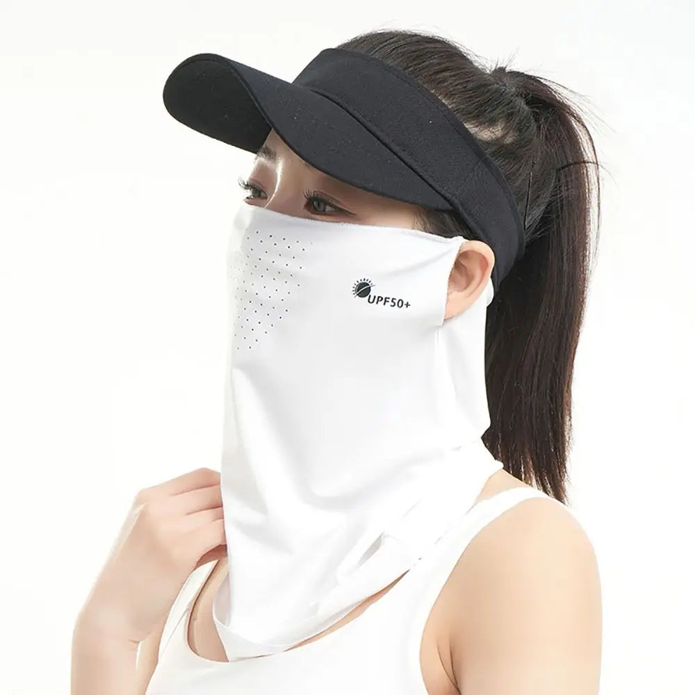 Durable UV Protection Sunscreen Face Veil Breathable Sunshade Ice Vue White
