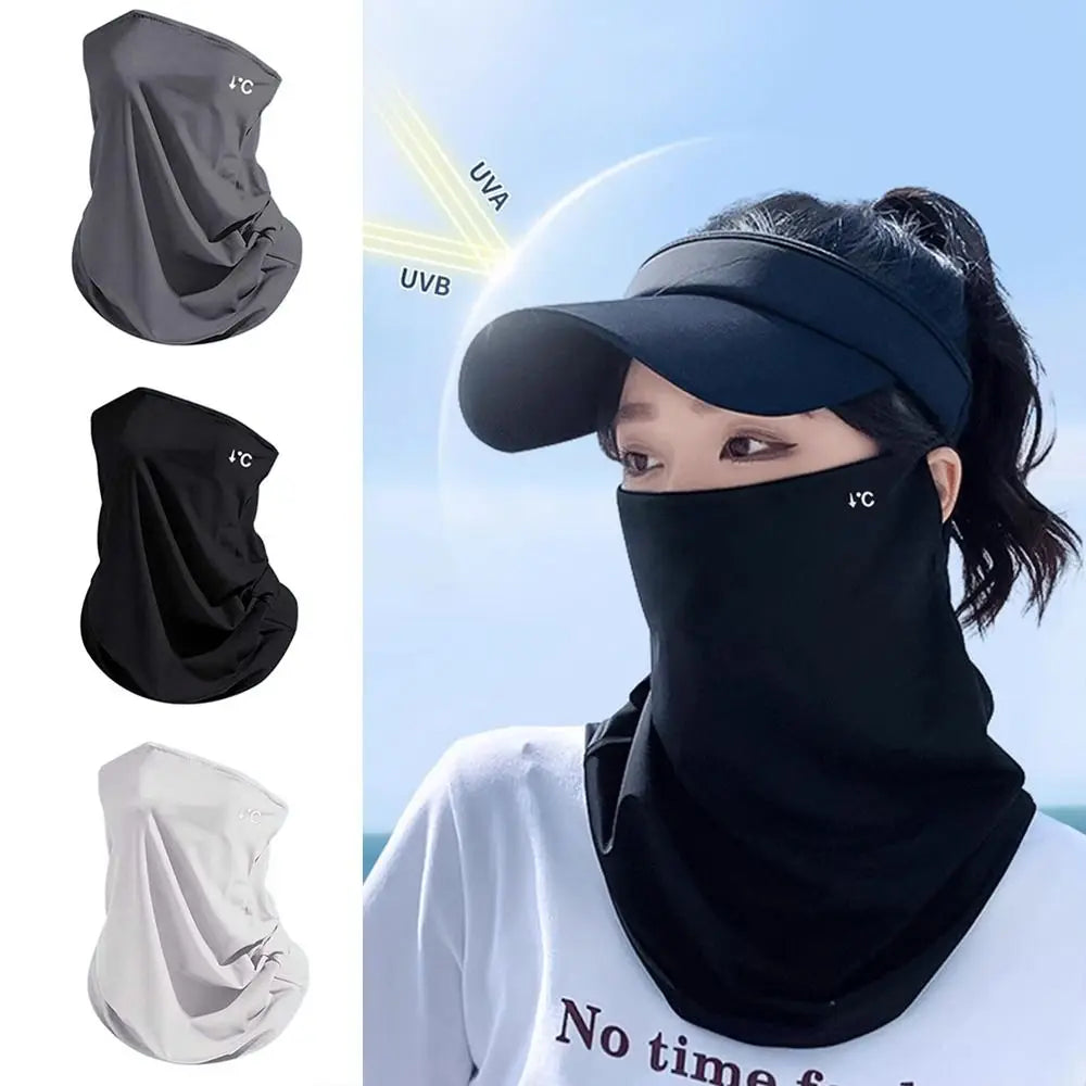 UPF50+ Ice Silk Mask Quick Drying Neck Protection Sun Polyester