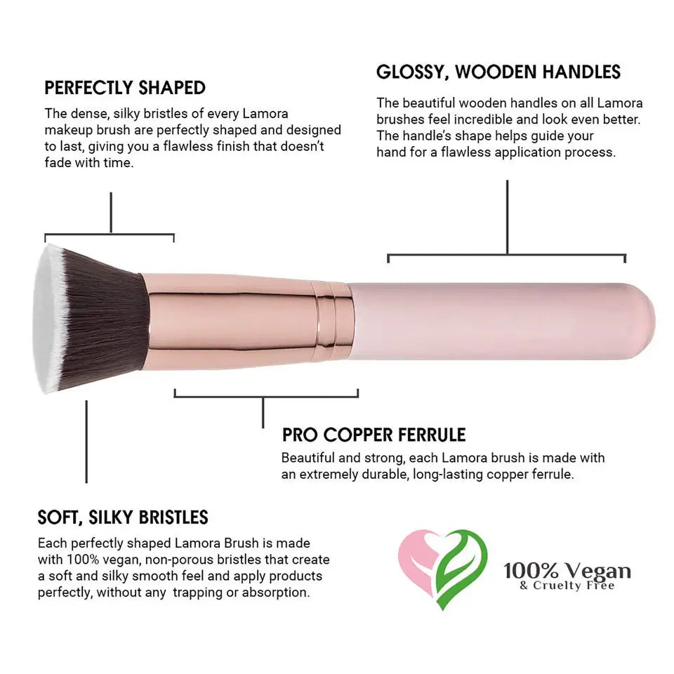 Free Private Label Makeup Brushes Foundation Loose Powder Concealer Blending Brush Pink Beauty Makeup Tool Wholesale Bulk 10pcs Vue