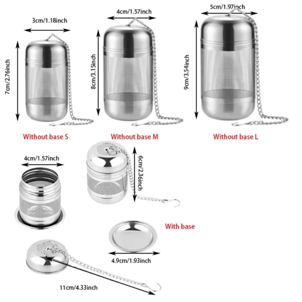 Stainless Steel Tea Infuser Strainer Chain Hook Lid Loose Leaf Tea Steeper Portable Fine Mesh Filter Bags Kitchen Teaware Vue