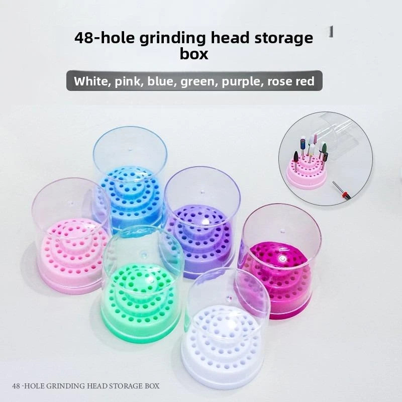 1PC Simple 48 Holes Professional Nail Art Drill Bit Holder Exhibition Stand Displayer Manicure Tool Acrylic Cover Box Vue