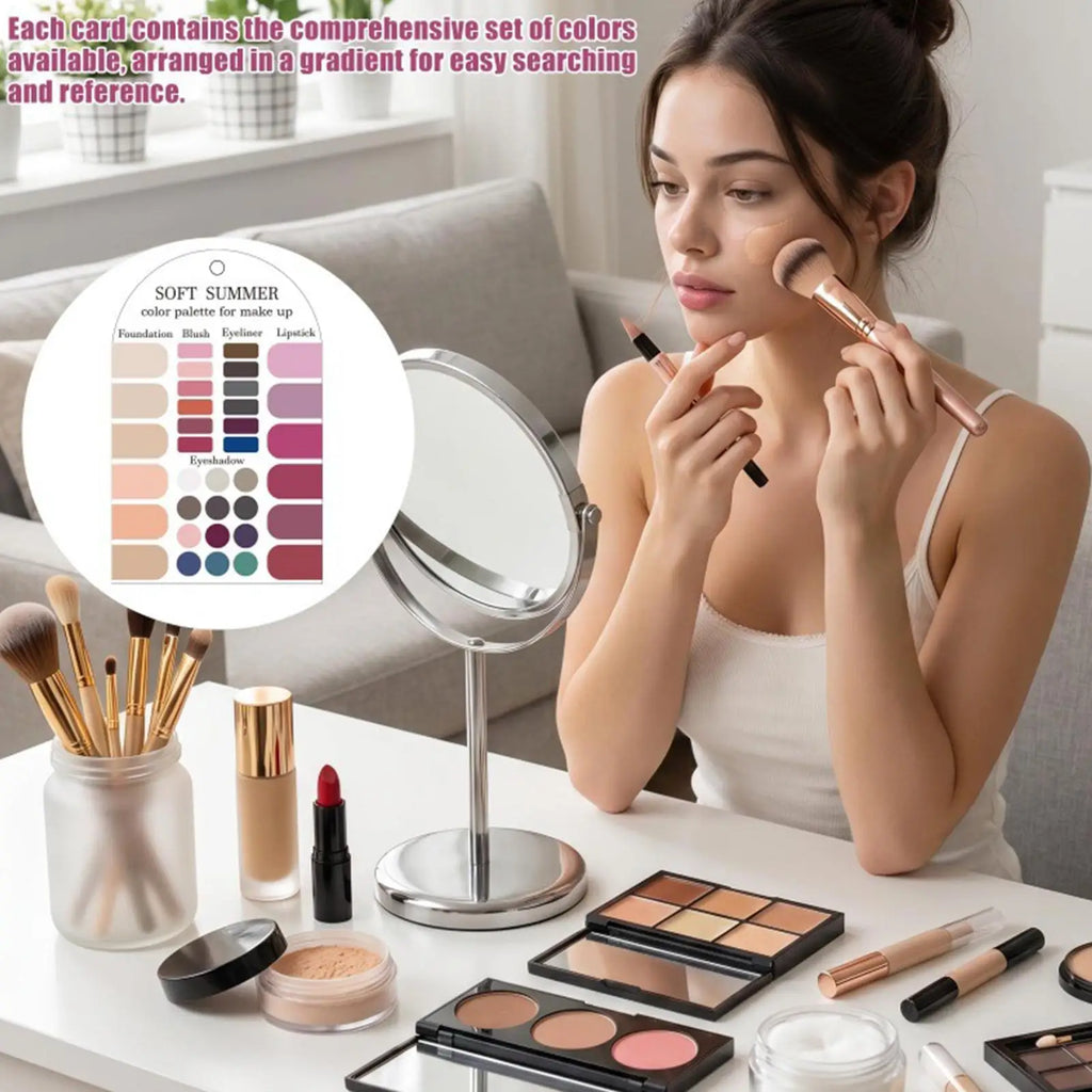 2pcs Soft Summer Color Palette Card Acrylic Seasonal Palette Color Sample Cards Matching Guide for Clothing Makeup Lipstick Vue