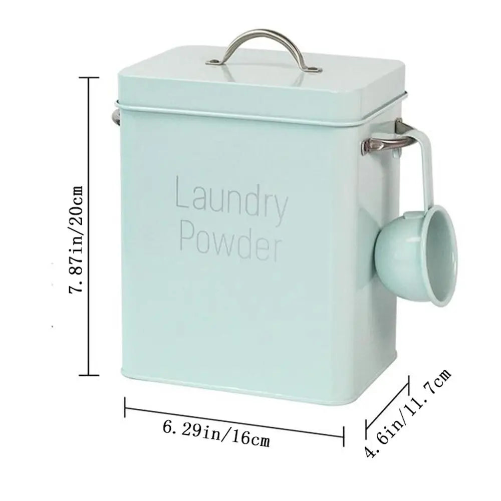 Tin Box Covered Food Grain Rice Storage Anti-rust with Spoon Washing Powder Box Washing Dispenser Sealed Box Laundry Container Vue