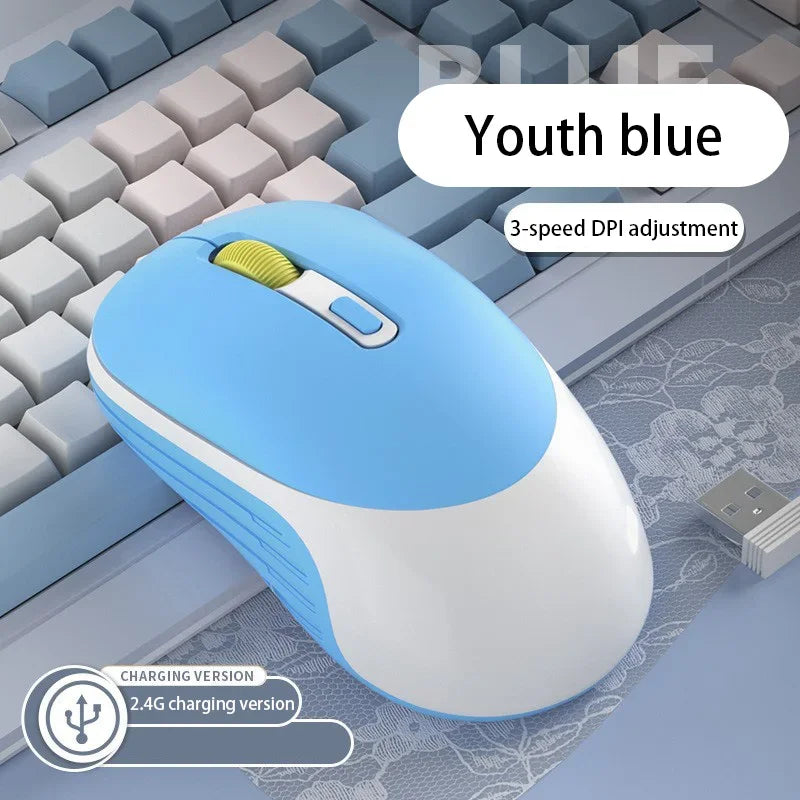 Mouse Silent Charging Office Gaming Universal Mouse Type-c Rechargeable 2.4g Raton Inalambrico Wireless Notebook Mouse Vue Rechargeable Blue