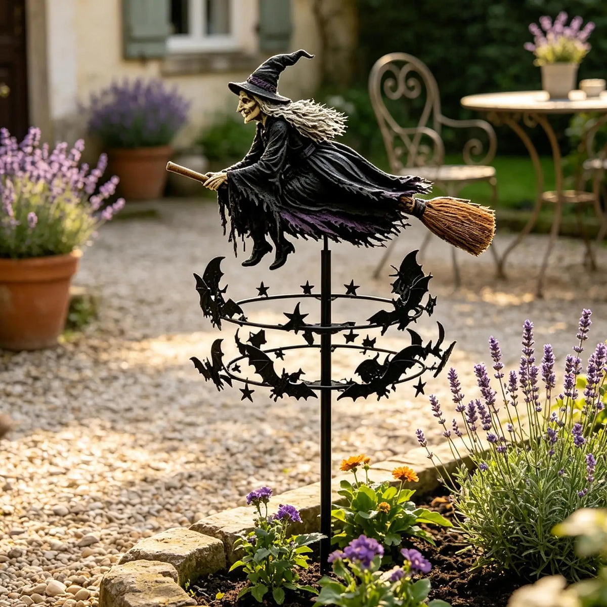 120cm Garden Pinwheels Decorative, Durable Metal Yard Windmill Spinners, Rotating Outdoor Sculpture for Lawn Patio Courtyard Vue