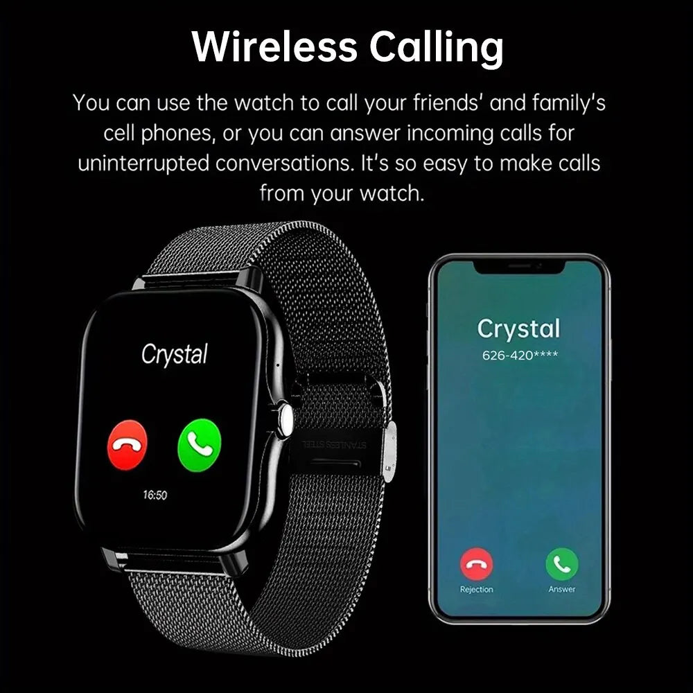 2026 New Smart Watch 1.44''HD Screen Bluetooth Call Sleep Blood Oxygen Pressure Health Monitoring Watches For Women Men Vue