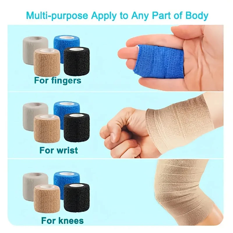 10pcs 2.5/5/10cm Non-Woven Universal Fit for Sports Elastic Foot Support Joint Protection Self-Adhesive Athletic Tape Bandage Vue
