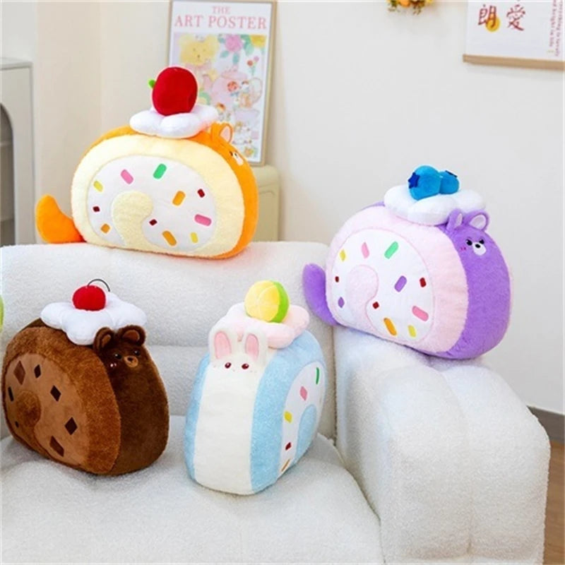 Cake Roll Pillow Soft Fluffy Cushion With Cute Animal Dessert Prints For Kids And Teens Bedroom Sofa Party Decor Cozy Gift Vue