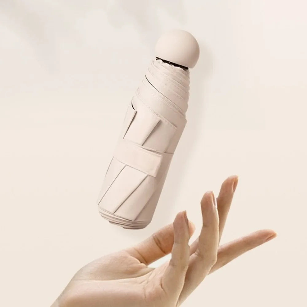 Mini Capsule Folding Umbrella UPF50+ Box Sun Rain Vinyl UV Sunshade