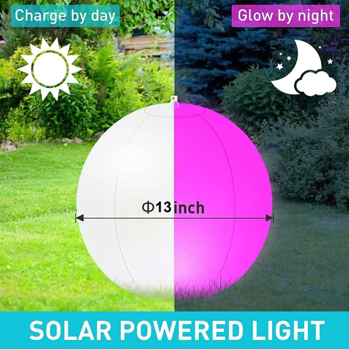 16 Color LED Beach Ball, 4 Adjustable Light Modes Inflatable Glow Ball, Flashing Swimming Pool Toy for Kids Adults Party Vue
