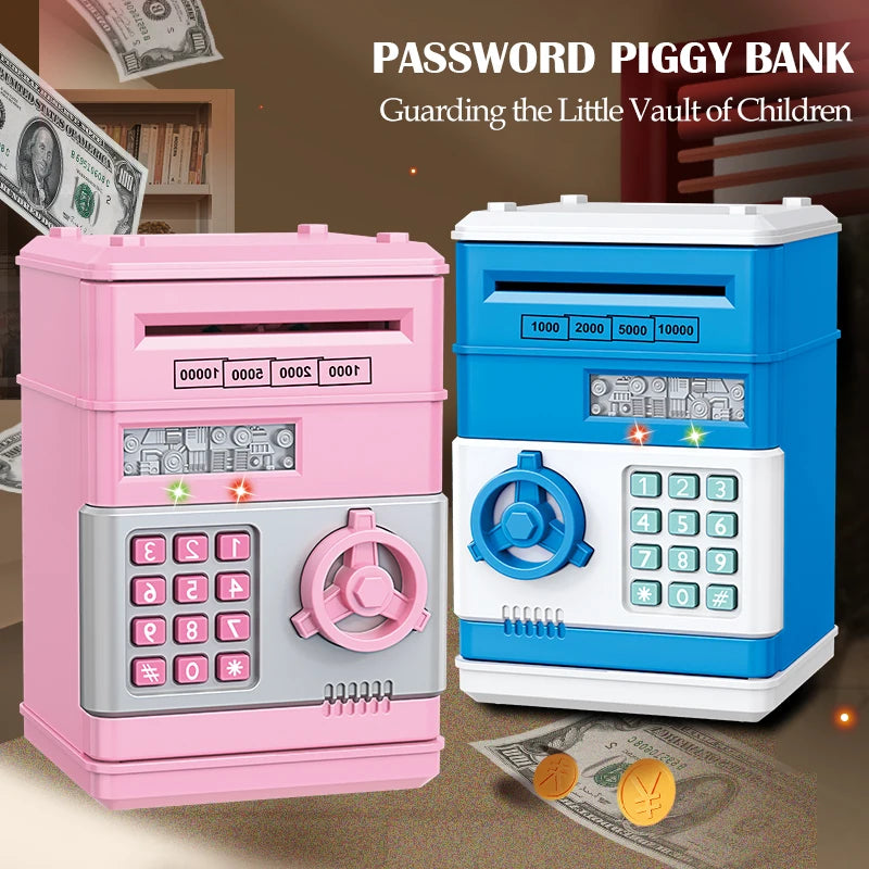 ATM Password Piggy Bank, Electronic Kids Money Bank Coin Can Auto Scroll Paper Money Saving Box Gifts for 3+ Boys and Girls Vue