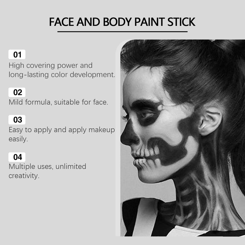 Halloween Body Paint Stick Set: Full-Coverage Body Paint Foundation, Makeup, Clown Face Paint Vue