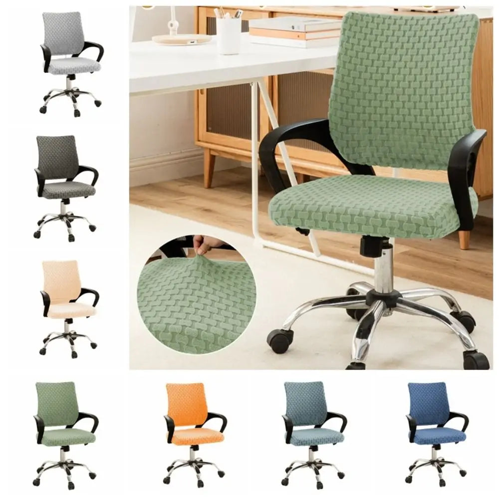 2Pcs/Set Breathable Office Chair Cover Stretchable Anti-dirty Chair Seat Slipcovers Backrest Cover High Elastic Chair Protector Vue