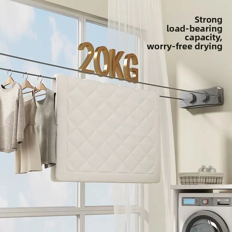 Retractable Clothesline, Invisible Stainless Steel Drying Rack for Indoor Outdoor Balcony Bathroom, Portable Travel Clothes Line Vue