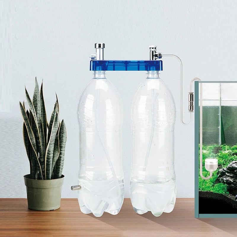 Aquarium DIY CO2 System Generator Kit Co2 Diffuser with Pressure Gauge and Tube Nano Plants Plant Tank CO2 Diffuser Generator Vue
