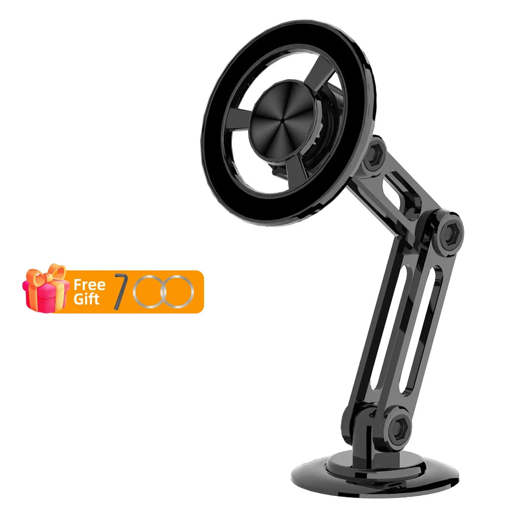 360° Rotate Metal Holder Strong Magnetic Car Phone Holder Foldable Phone Stand Air Vent Magnet Mount GPS Support For Phone Vue black