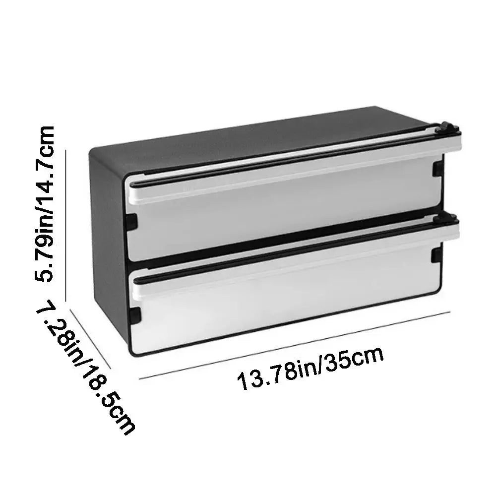 2 in 1 Food Film Dispenser Cutter Plastic Refillable Cling Film Cutter Wrap Organizer Safety Aluminum Foil Cutting Machine Vue
