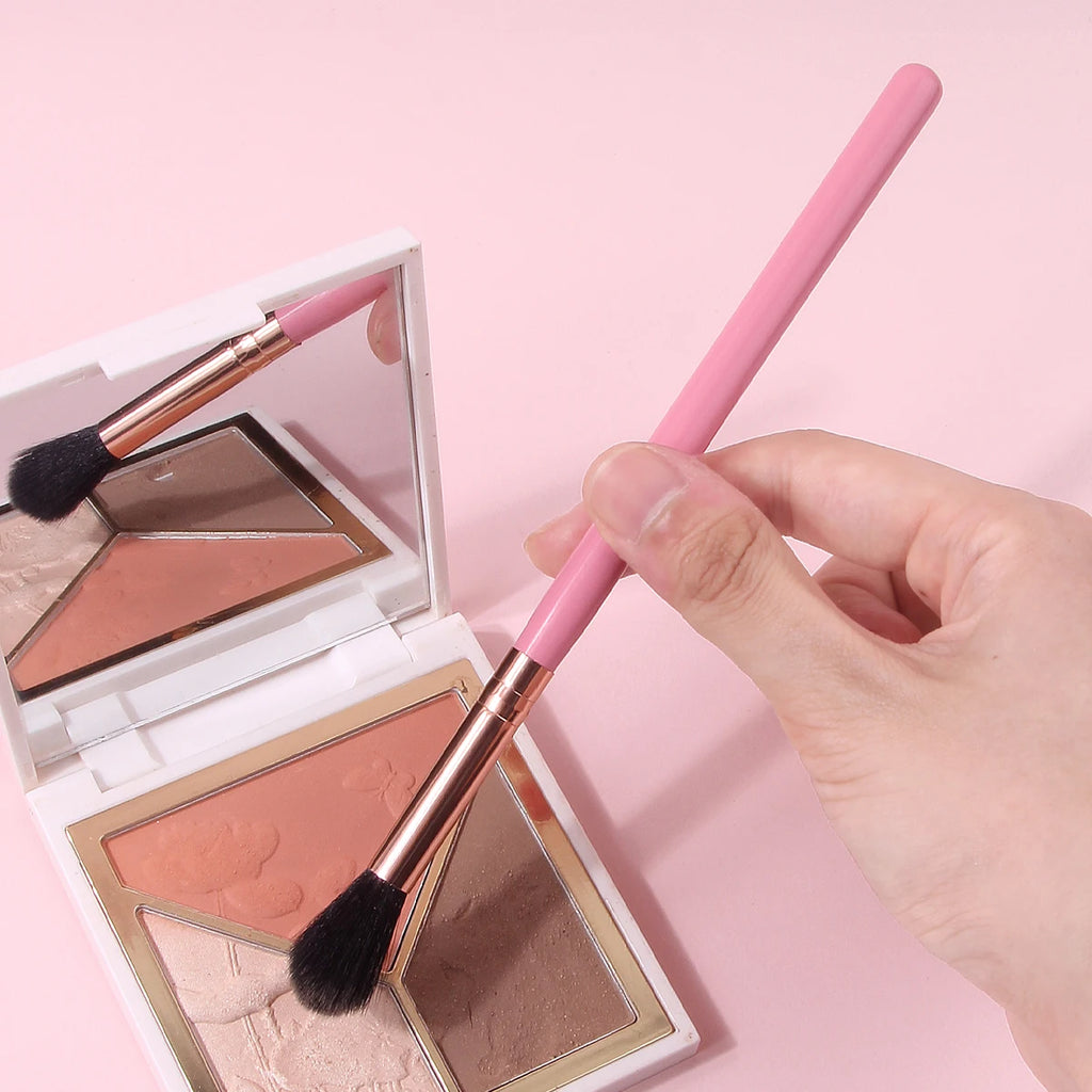 1PCS Highlighter Makeup Brush, Pink Long Handle Rose Gold Ferrule Soft Fluffy Bristle Precision Powder Brush Free Shipping Vue