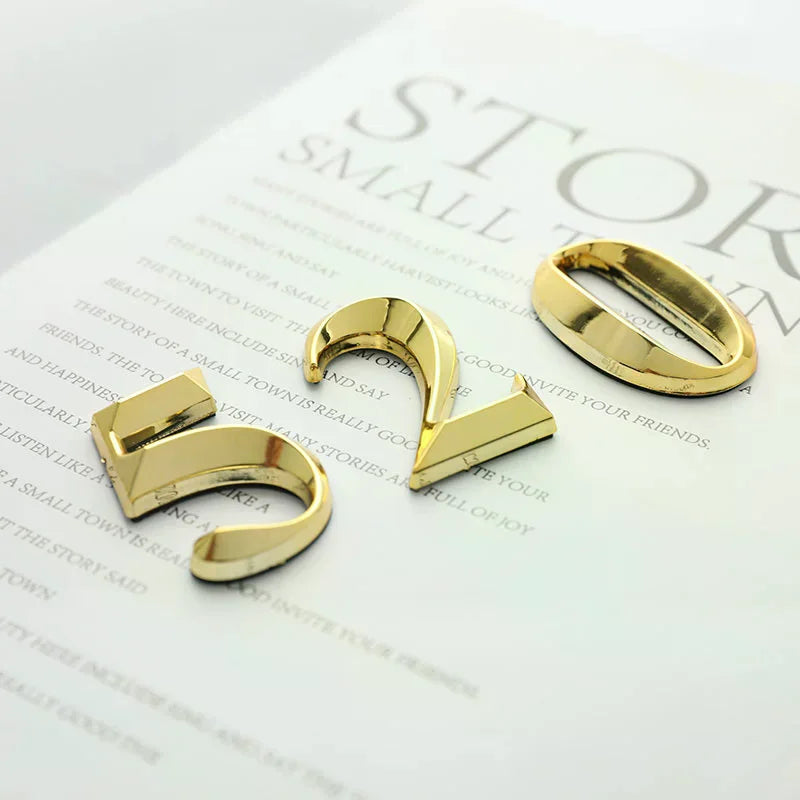 3D Door Number ABS Injection Molding Electroplating Plate Digits 0 To 9 Golden Door Self Adhesive Street Sticker Outdoor Vue