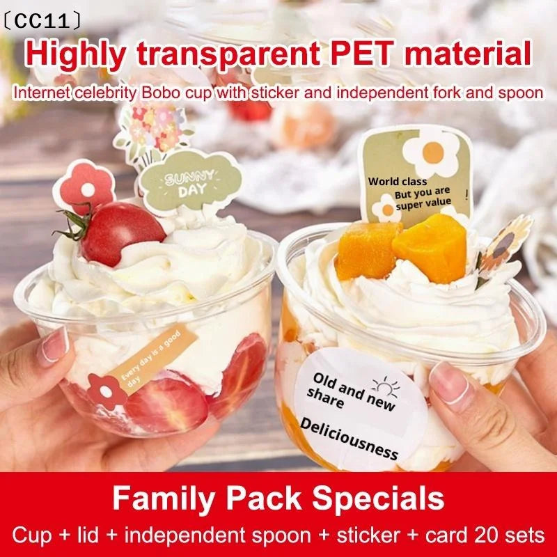 Plastic Salad Dessert Cups 50Pcs 250ML 300ML 360ML 500ML Disposable Clear Bowls For Catering Event Food Serving Vue
