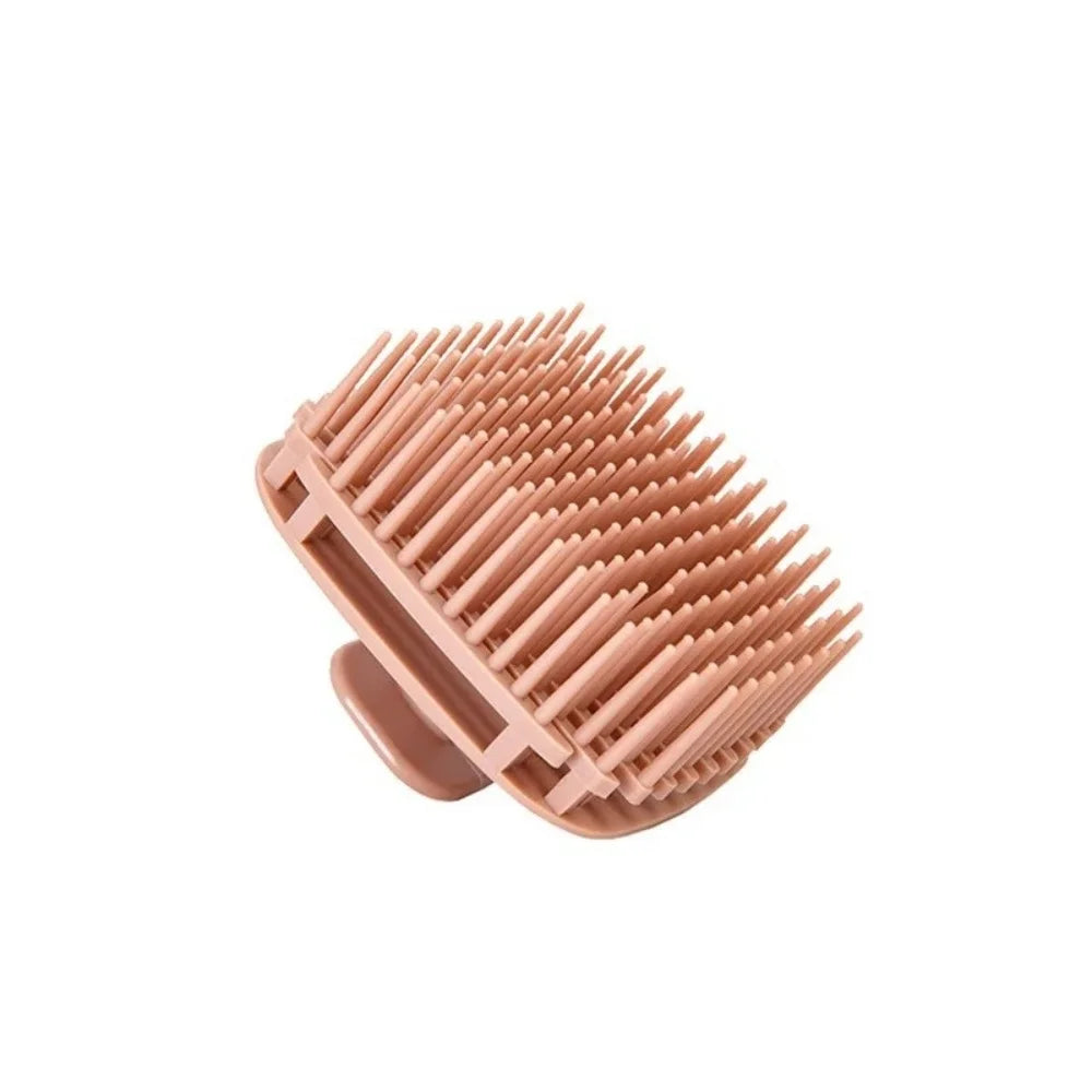 Square Soft Silicone Scalp Massager Shampoo Brush Shower Hair Washing Comb Meridian Massage Home Salon Hair Care Tool Vue Reddish Brown No plug