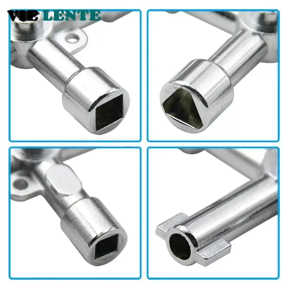 4 in 1 Silver Wrench Electrical Elevator Control Cabinet Valve Inner Triangle Four Corners with Screwdriver Head Ratchet Vue
