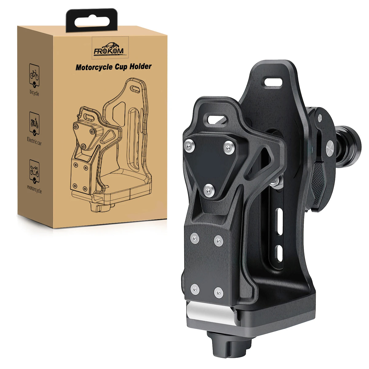 Frokom Motorcycle ATV Cup Holder, Universal Water Bottle Holder with 0.5”- 1.57” Metal Clamp, Upgraded Drink Holder for Motorcycle Bike Baby Stroller Wheelchair Golf Push Cart Marine Boat Tractor Vue black United States