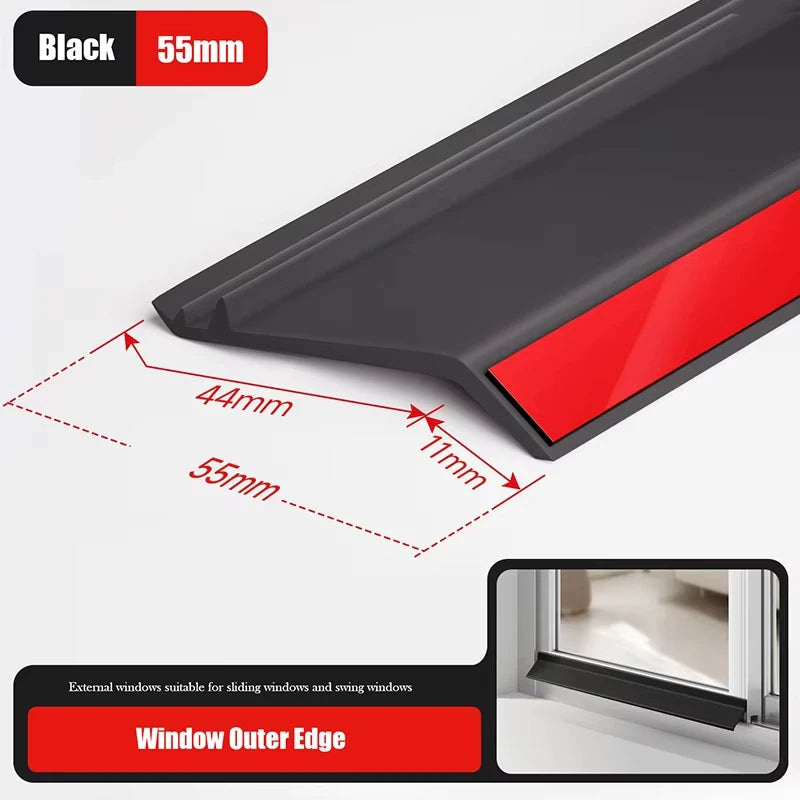 Window water blocking bar home window rain Flashing board aluminum alloy window edge waterproof Water Deflector sealing strip Vue Outer Window-55mm 2M