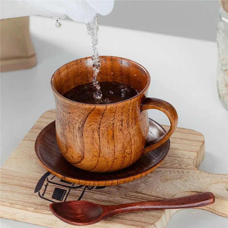 ABKW-Wooden Mug Natural Solid Wood Drinkware Tea Cup Suitable For Drinking Tea, Milk, Coffee And Other Beverages Vue