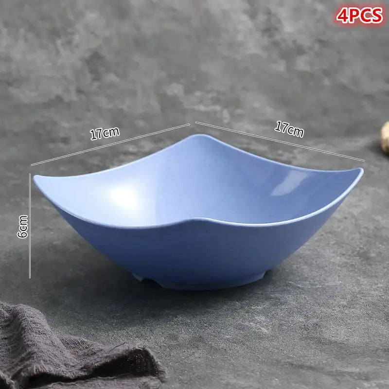 4 Pcs Plastic Salad Mixing Bowls Premium Quality Multipurpose Bowls For Fruit Vegetable Snacks Breakfast Restaurant Cafe〔CC11〕 Vue Blue